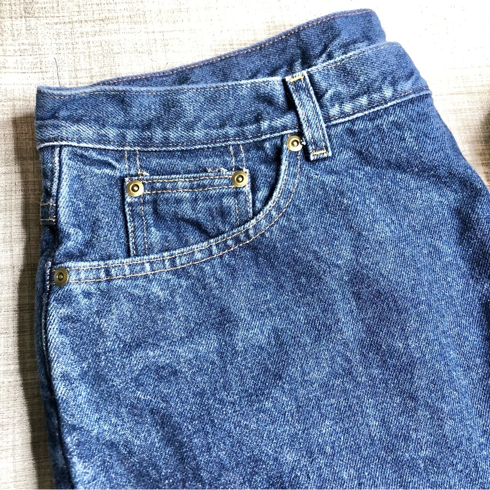 LLBean red flannel lined super high rise jeans, item NJ15 - Picture 2 of 5
